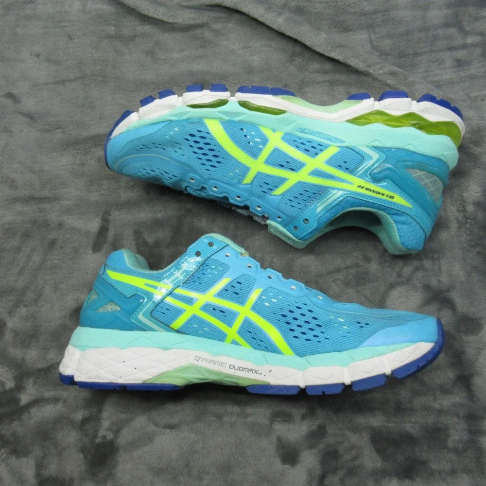 Asics Gel Running Shoes Womens 7 Teal Yellow Kayano Fluid Ride Cushioned Comfort
